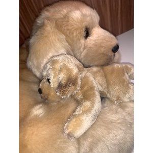 DEMDACO Yellow Lab and Pup Soft Golden 12 inch Plush Fabric Stuffed Figure Toy